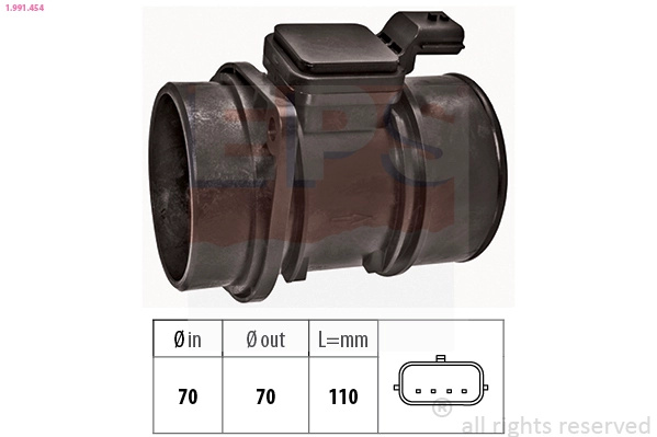 EPS senzor debit aer 1.991.454 compatibil cu NISSAN QASHQAI / QASHQAI +2 I (J10, NJ10, JJ10E) 2006 2007 2008 2009 2010 2011 2012 2013