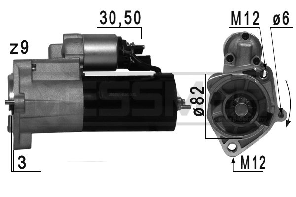 ERA starter 220721A model AUDI A6 C6 (4F2) BNA; BRF; CAGB 1968cc 136cp 100kW 2004 2005 2006 2007 2008 2009 2010 2011