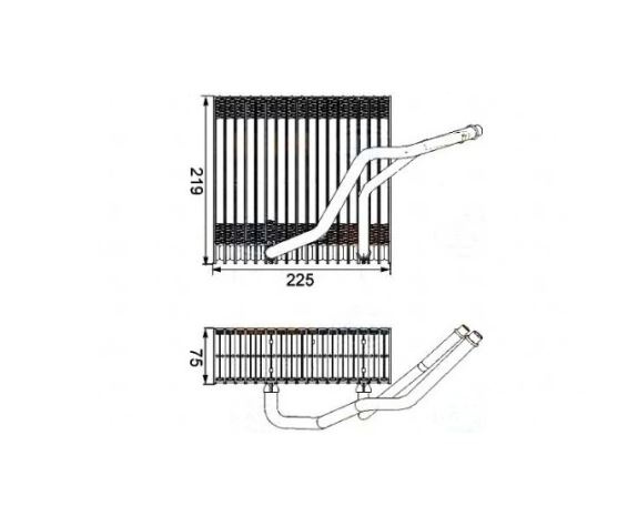 Evaporator aer conditionat SRL, AUDI A3, 1996-2003, TT, 1998-, Seat AROSA, LEON, TOLEDO, 1999-2005, Skoda OCTAVIA 1U, 1996-2010, VW BORA, GOLF IV, LUPO, NEW BEETLE, 1998-2010, POLO, 1994-1999, aluminiu/ aluminiu brazat, 215x225x75 mm,