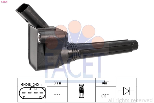 FACET bobina de inductie 9.6536 pentru SKODA OCTAVIA III (5E3, NL3, NR3) DKZA 1984cc 190cp 140kW 2012 2013 2014 2015 2016 2017 2018 2019 2020