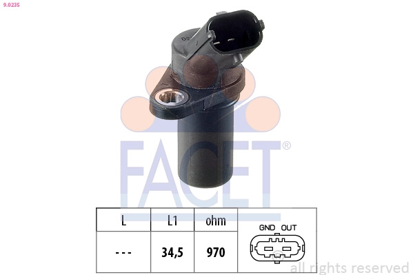 FACET Senzor impulsuri, arbore cotit 9.0235 model OPEL AGILA (A) (H00) 2000 2001 2002 2003 2004 2005 2006 2007