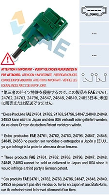 FAE Comutator lumini frana 24762 pentru masina AUDI A2 (8Z0) 2000 2001 2002 2003 2004 2005