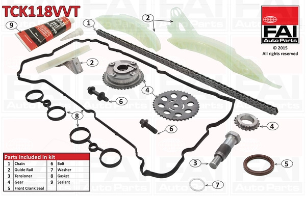 FAI AutoParts chit lant de distributie TCK118VVT montare deasupra pentru PEUGEOT 508 SW II (FC_, FJ_, F4_) GFR (EP6FADTXD) 1598cc 181cp 133kW 2018 2019 2020 2021 2022 2023 2024 2025