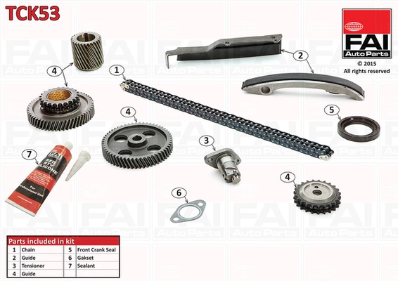 FAI AutoParts chit lant de distributie TCK53 montare deasupra se potriveste la MITSUBISHI L200 (K7_T, K6_T, K5_T) 4M40-T 2835cc 125cp 92kW 2003 2004 2005 2006
