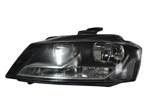 Far Audi A3 (8P) 04.2008-10.2012 TYC fata stanga , cu daytime running light , cu motoras, tip bec H7+H7 , electric