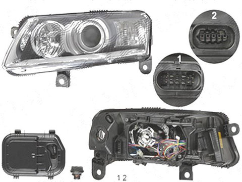 Far Audi A6 (C6), 05.2004-10.2008, fata, Stanga, xenon, cu daytime running light, D2S+P21W+PY21W+W5W, electric, fara unitate control, fara balast, fara motoras, fara bec/-uri, DEPO