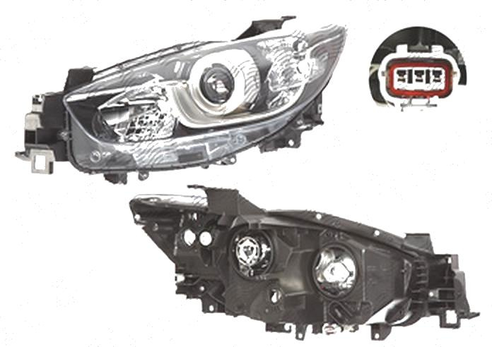 Far Mazda Cx-5 (Ke), 03.2012-, fata, Stanga, versiune europeana, cu daytime running light, H11+H15+PY21W+W5W, electric, fara motoras, TYC