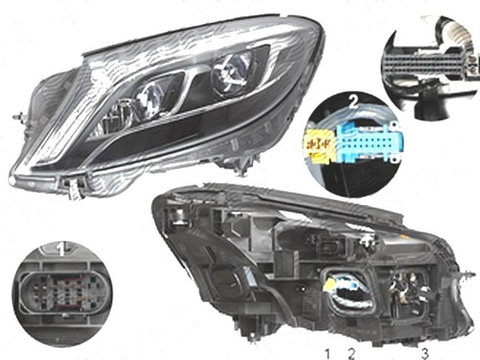 Far Mercedes Clasa S (W222), 08.2013-, fata, Stanga, cu lumini pentru curbe, cu infrared system, LED, electric, fara motoras, fara levelling control unit,