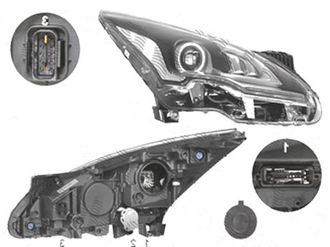 Far Peugeot 3008, 09.2013-09.2016, 5008, 09.2013-, fata, Dreapta, bi-xenon, D1S+LED, electric, fara unitate control, fara balast, VALEO