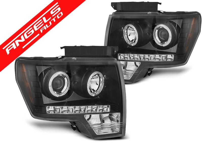 Faruri Angel Eyes compatibile cu Ford F150 2008-2014 Black