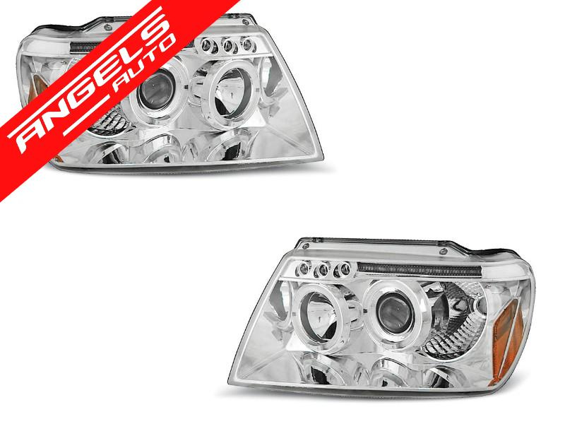 Faruri Angel Eyes compatibile cu Jeep GRAND CHEROKEE 99-05 CHROME