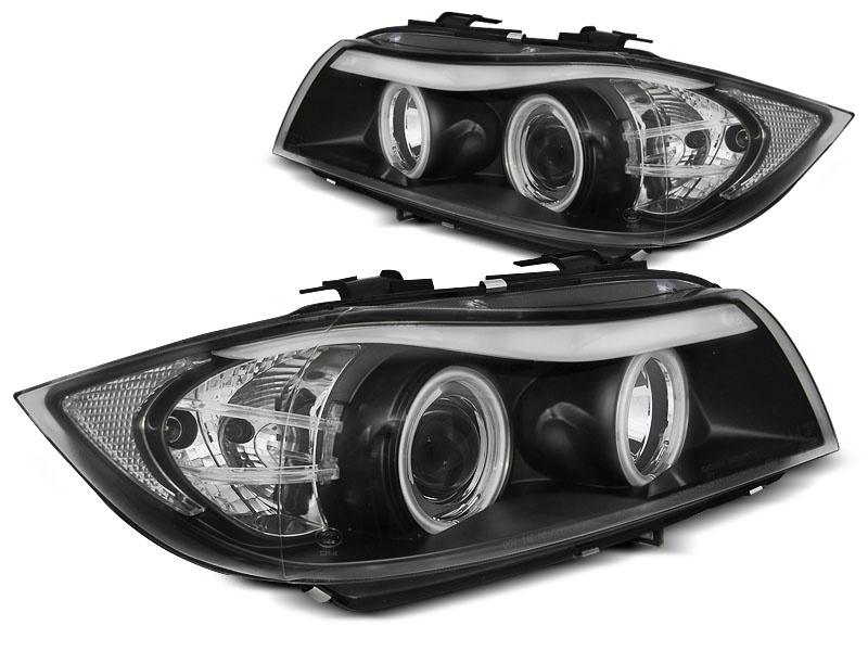 Faruri BMW E90/E91 2005-2008 Angel eyes CCFL Negru