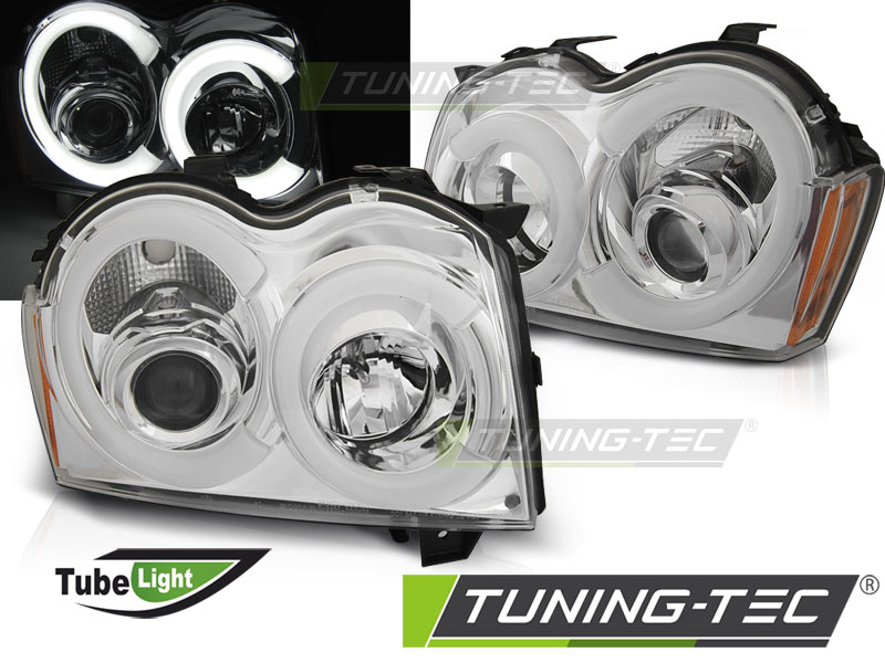 Faruri CHRYSLER JEEP GRAND CHEROKEE 05-08 crom cu lumina tub