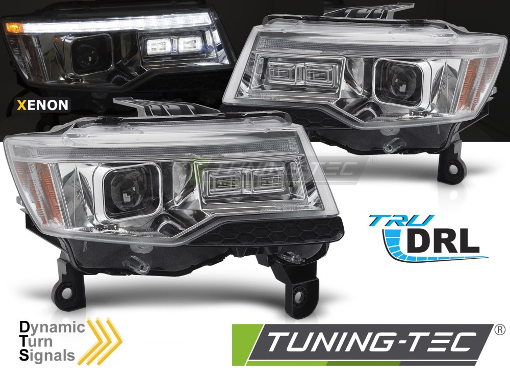 Faruri CHRYSLER JEEP GRAND CHEROKEE 14-21 crom cu lumina tub SEQ HID