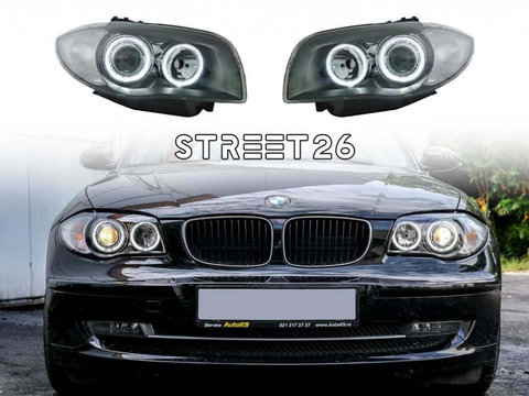 Faruri Compatibil Cu BMW Seria 1 E81 E82 E87 E88 (2004-2011) Angel Eyes Negru