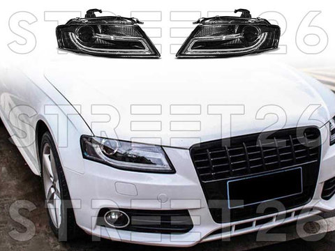 Faruri Compatibile Cu Audi A4 B8 04.08-11 TRU DRL Negru HID XENON