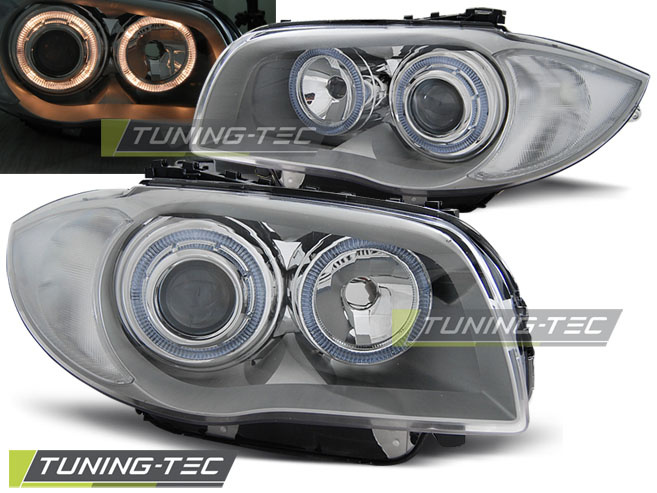 Faruri cu Angel Eyes pe fundal cromat compatibil cu BMW 1 E87/E81/82/88 04-11