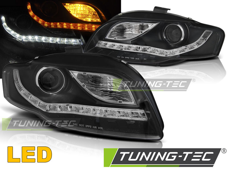 Faruri cu DRL pe fundal negru compatibil cu AUDI A4 B7 11.04-03.08