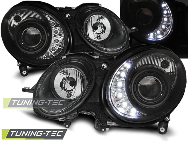 Faruri cu DRL pe fundal negru compatibil cu MERCEDES W211 E-KLASA 03.02-04.06