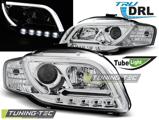 Faruri cu lumina tub DRL crom compatibil cu AUDI A4 B7 11.04-03.08