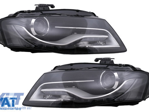Faruri Cu Lumini de zi Integrate LED (DRL) compatibil cu Audi A4 B8 8K (2009-10.2011) Negre