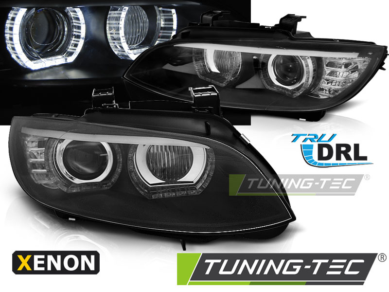 Faruri cu Xenon Angel Eyes Led negru compatibil cu BMW E92/E93 06-10