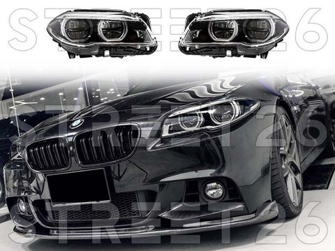 Faruri Full LED Angel Eyes Compatibil Cu BMW Seria 5 F10 F11 LCI (2014-2017)