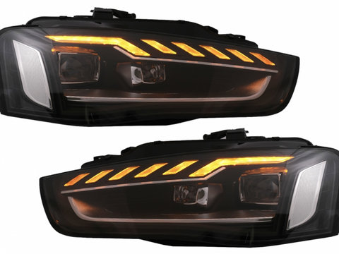 Faruri Full LED compatibil cu Audi A4 B8.5 Facelift (2012-2015) Negru Semnal Dinamic A4 B9.5 Design HLAUA4B8FH