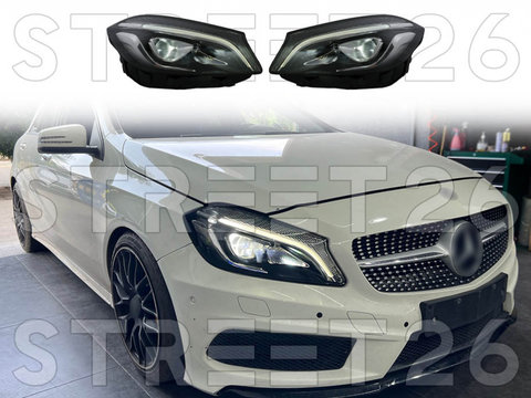 Faruri Full LED Compatibil Cu Mercedes A-Class W176 (2012-2018) Doar Pentru Halogen