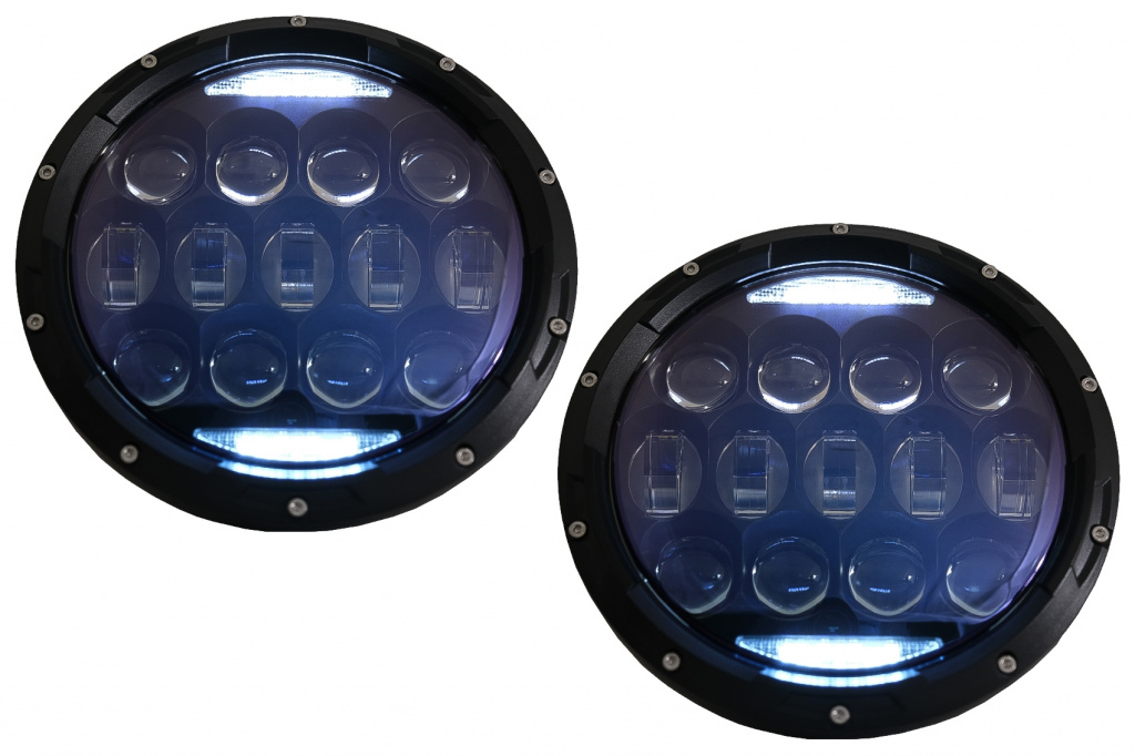 Faruri Full LED CREE Dublu Proiector Halo DRL compatibil cu Jeep Wrangler TJ &amp; JK (1997-2018) MERCEDES G-CLASS (W463) (1990-2018)