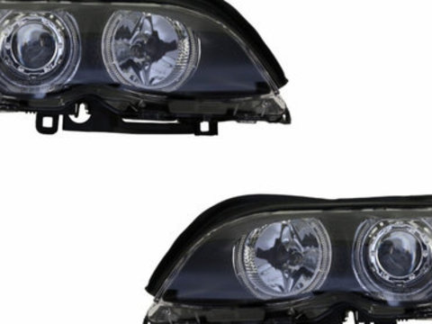 Faruri LED Angel Eyes compatibil cu BMW Seria 3 E46 (09.2001-03.2005) Negru HLBME46 SAN35321