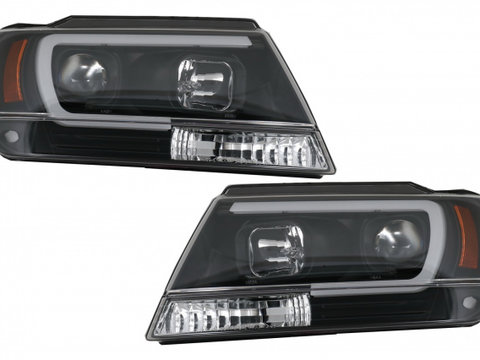 Faruri LED compatibil cu Jeep Grand Cherokee (1999-2004) Tube Light Negru Tuning Jeep Cherokee 2 (XJ) (facelift) 1997 1998 1999 2000 2001 HLJEGC4LT