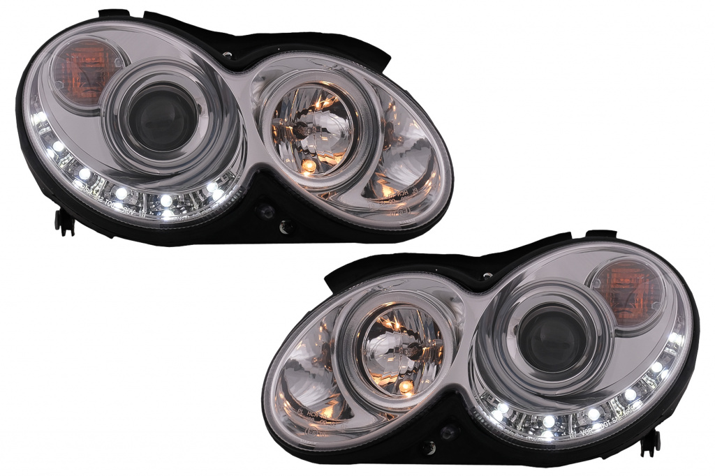 Faruri LED compatibil cu Mercedes CLK W209 C209 Coupe A209 Cabrio (2003-2010) Crom