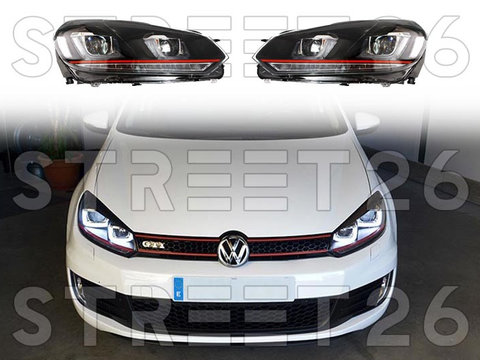 Faruri LED Compatibil Cu VW Golf 6 VI (2008-2012) Golf 7 U Design Rosu GTI Semnal LED Dinamic
