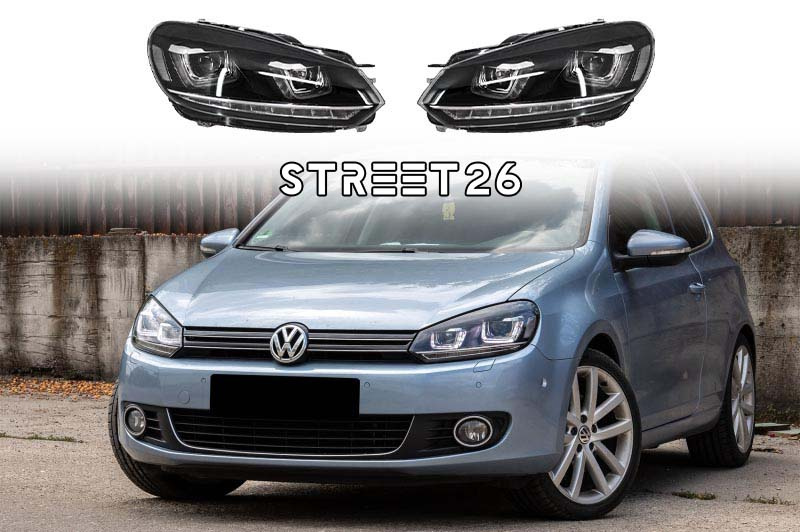 Faruri LED Compatibil Cu VW Golf 6 VI (2008-2013) Design Golf 7 3D U Design Semnal LED Dinamic