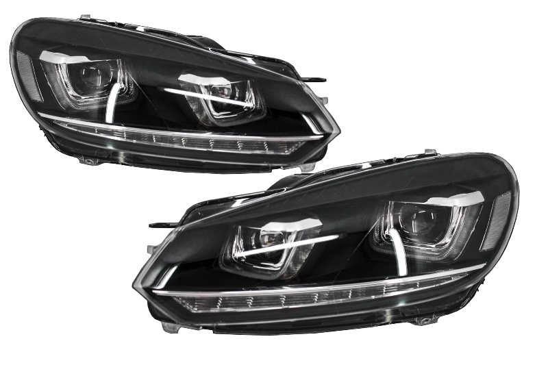 Faruri LED compatibil cu VW Golf 6 VI (2008-2013) Design Golf 7 3D U Design Semnal LED Dinamic