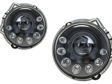 Faruri LED DRL compatibil cu Mercedes G-Class W463 (1989-2012) Bi-Xenon Design Negru HLMBW463MS