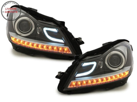 Faruri LED DRL Mercedes C-Class W204 S204 C204 Facelift (2011-2014) Negru