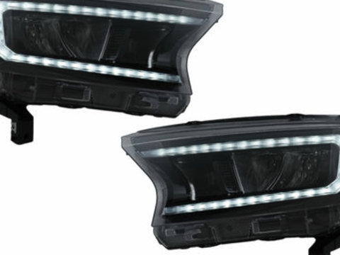 Faruri LED Light Bar compatibil cu Ford Ranger (2015-2020) LHD Negru cu Semnal Dinamic HLFRNGT6 SAN37803