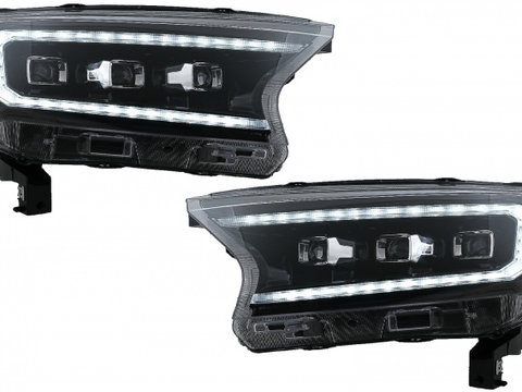 Faruri LED Light Bar Dynamic Start-up Display Negru cu Semnal Dinamic Matrix Proiector Tuning Ford Ranger 4 2012 2013 2014 2015 HLFRNGT6LED