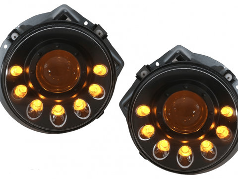 Faruri LED Mercedes G-Class W463 1989-2012 Negru Semnal Dinamic Secvential HLMBW463M