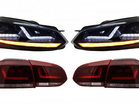 Faruri Osram LED cu Stopuri LEDriving Semnal Dinamic Tuning Volkswagen VW Golf 6 2008 2009 2010 2011 2012 2013 2014 2015 COLEDTL102BK