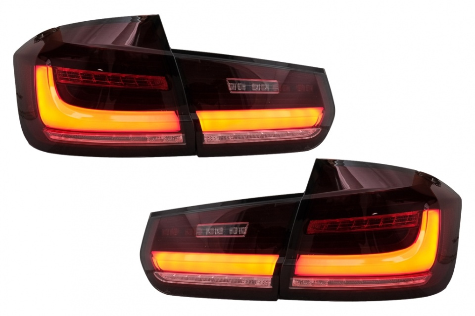 Faruri spate FULL LED BAR potrivite pentru BMW Seria 3 F30 Pre LCI și LCI (2011-2019) roșu transparent cu lumină de viraj secvenţială dinamică