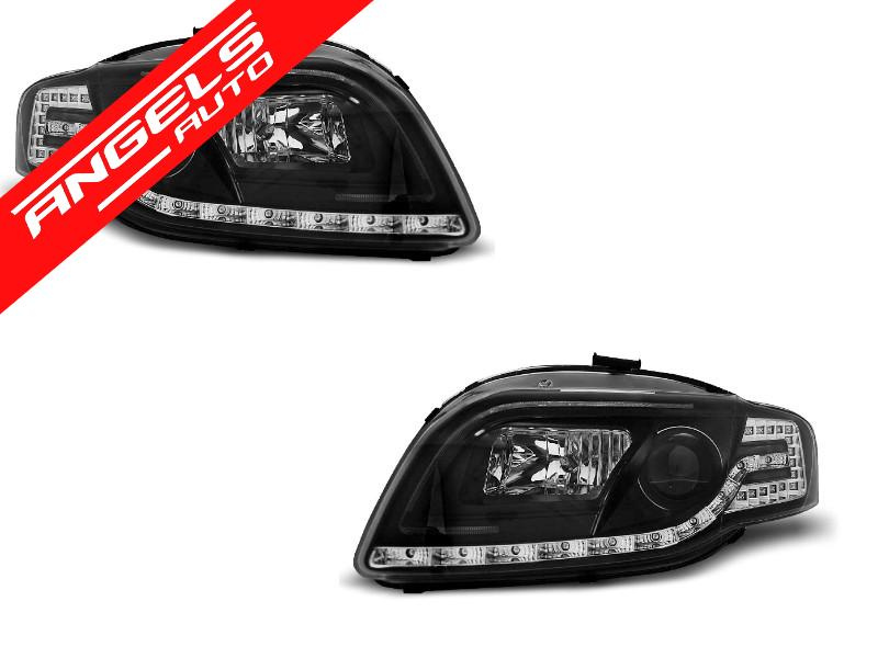 Faruri TUBE LIGHT compatibile cu Audi A4 B7 2004-2008 Black Design