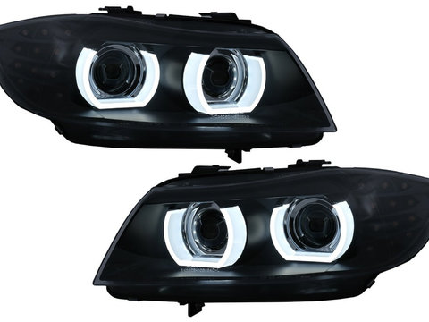 Faruri Xenon 3D U-Led Angel Eyes compatibil cu BMW Seria 3 E90 E91