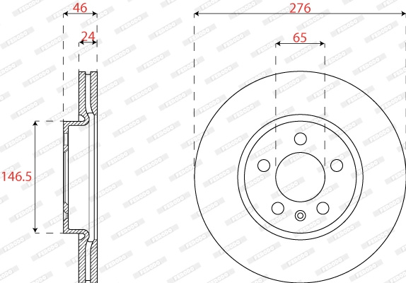 FERODO Disc frana DDF2664C model SEAT IBIZA V (KJ1, KJG) 2017 2018 2019 2020 2021 2022 2023 2024 2025