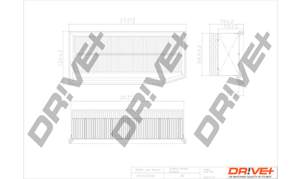 Filtru aer (DP1110100193 DRIVE) DACIA,LADA,NISSAN,RENAULT