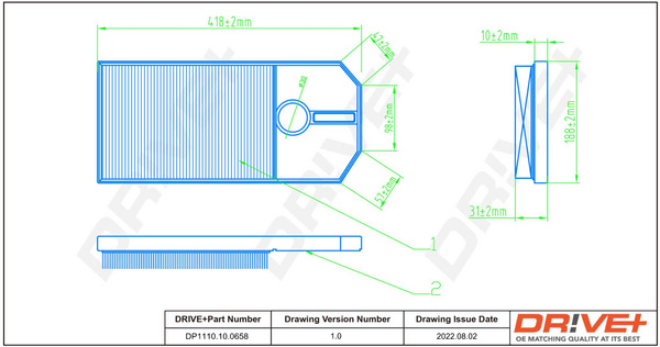 Filtru aer (DP1110100658 DRIVE) SEAT,SKODA,VW