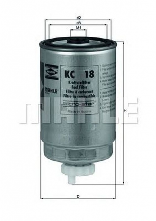 Filtru combustibil FIAT DUCATO Panorama 290 MAHLE ORIGINAL KC18