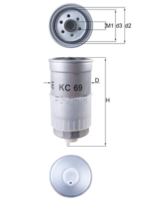 Filtru combustibil (KC 69 KC69 MAHLE) AUDI,VOLVO,VW 100|100, 100 / 5000, 500|100, 500|100, 5000|100, A6, A6 / S6|4000, 80|80|80, 90|850|90|A4|A4, A4 / S4|A6, A6 / S6|BORA, JETTA IV|CABRIOLET|CADDY|DER